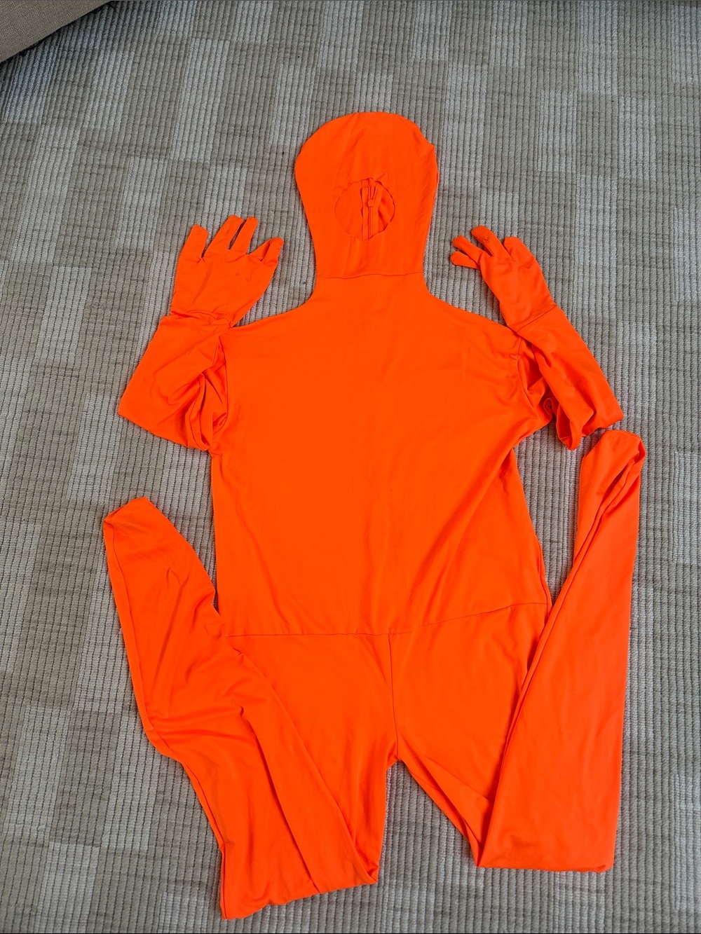 Bright Orange Full-Body Hooded Unitard